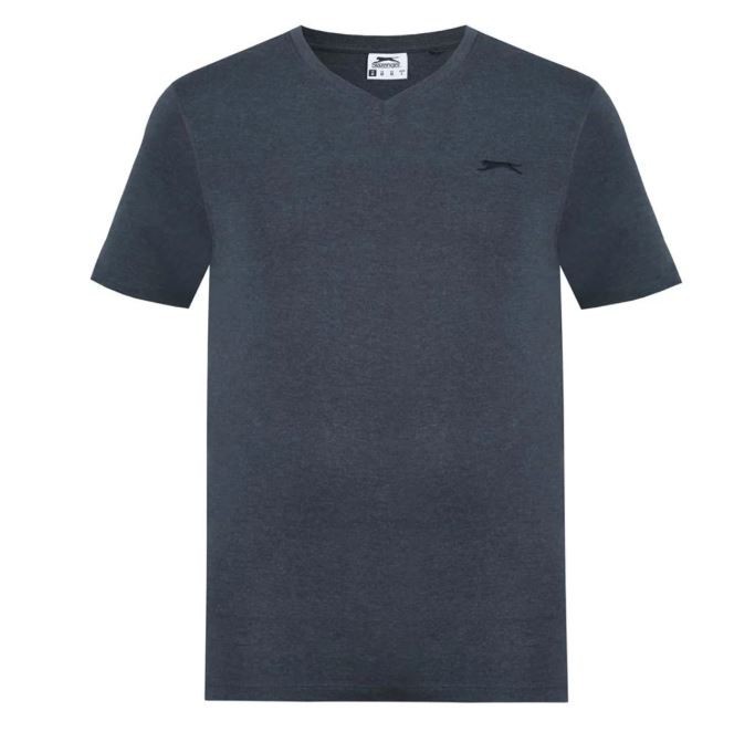 Slazenger Men’s V-Neck T-Shirt – Grey Charcoal Marle Size M