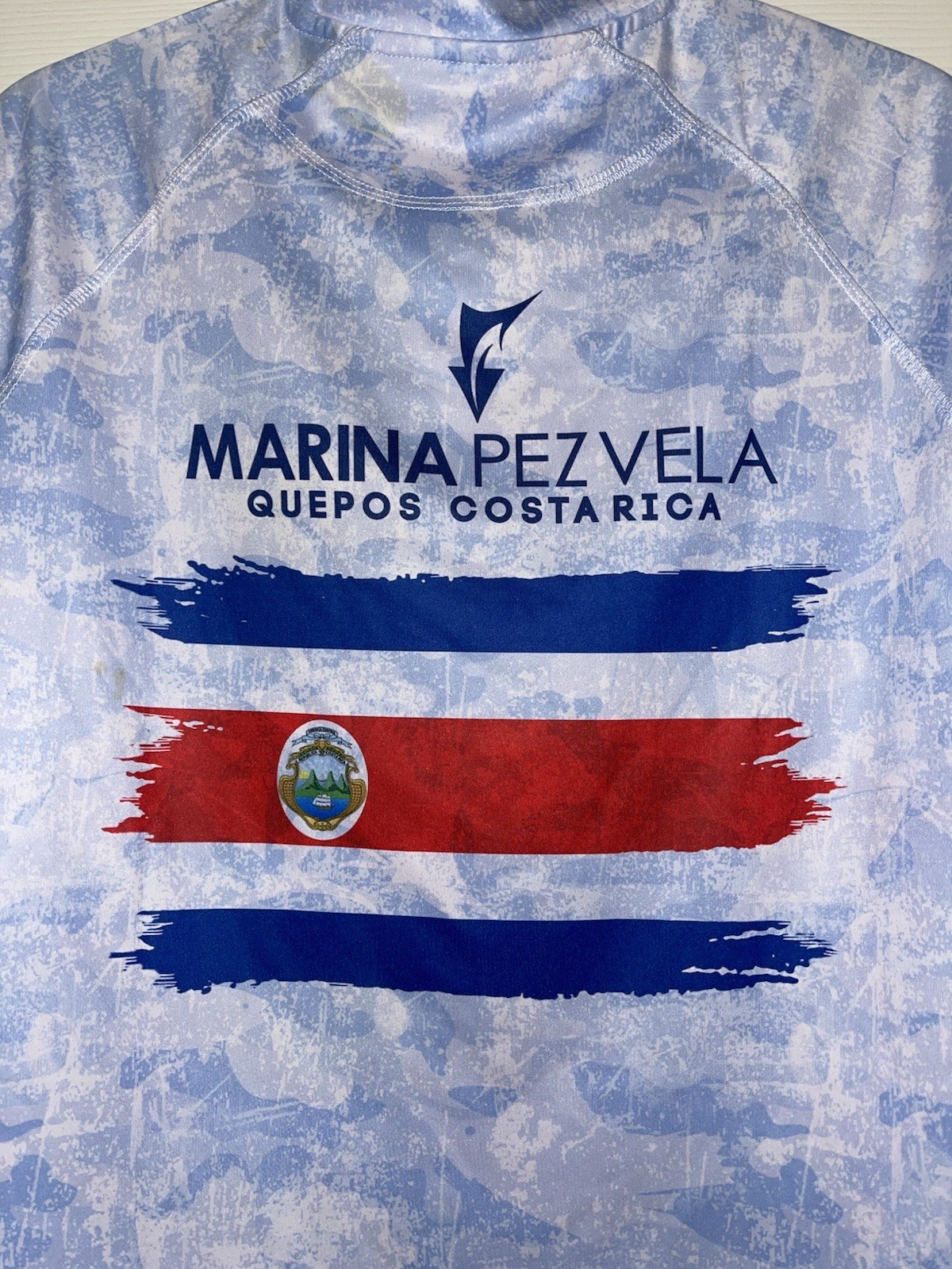 Marina Pez Vela BlueFin Fishing Shirt Mens Small Camo UVA/Solar Costa Rica NWT