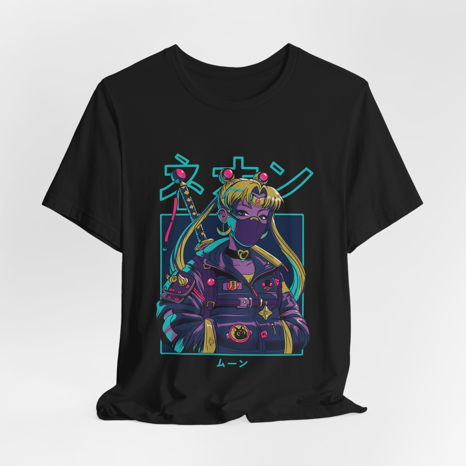 Custom Neon Sailor Moon Anime Tee | Retro Cyberpunk Illustration