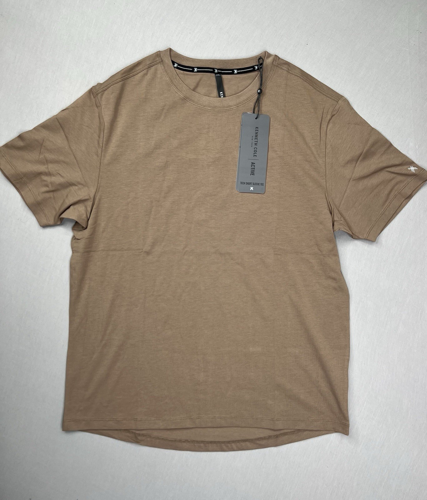 Kenneth Cole Active Tech Crew Neck Short Sleeve T-Shirt UPF 50+ Brown Sz XL