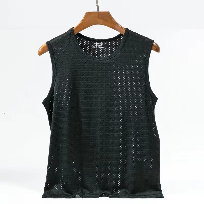 Men’s Ice Silk Mesh Tank Top – Breathable Gym Stringer Vest