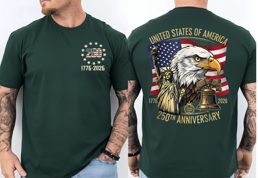 250 Years 1776-2026 250th Birthday Eagle Liberty Bell T-Shirt