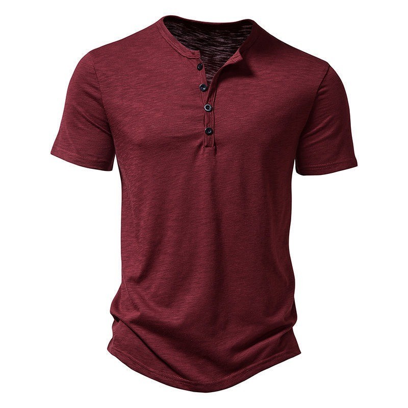 Polyester Men 2024 Brand T-Shirts Ultra-Soft Henley Slim Fit Sleeve V Neck T
