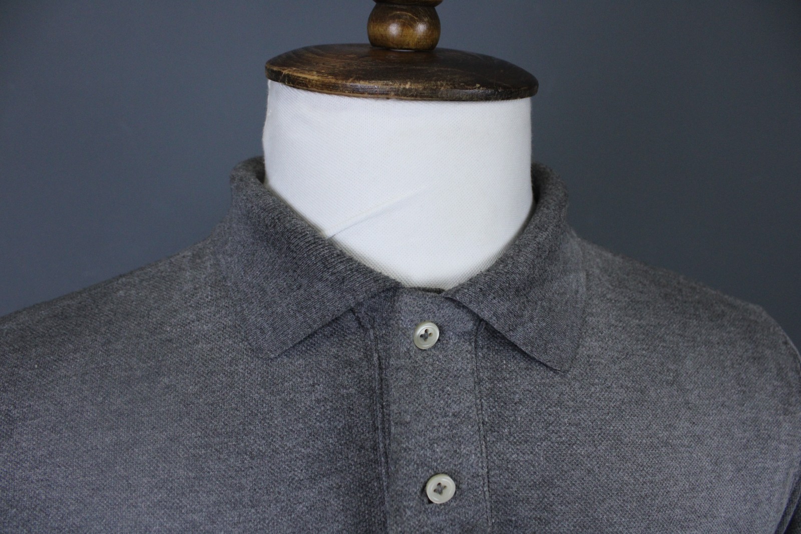 Polo Ralph Lauren Custom Fit Grey Solid Cotton Short Sleeve Polo Shirt Size L