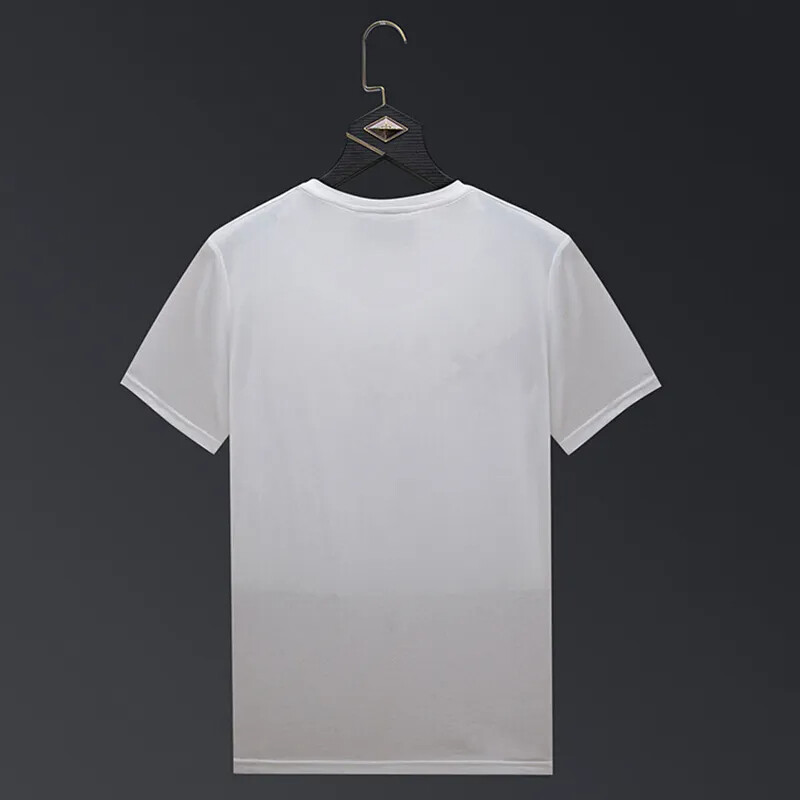 New Fashion Rhinestones Bear Short Sleeve Luxury Men Black White T-Shirt