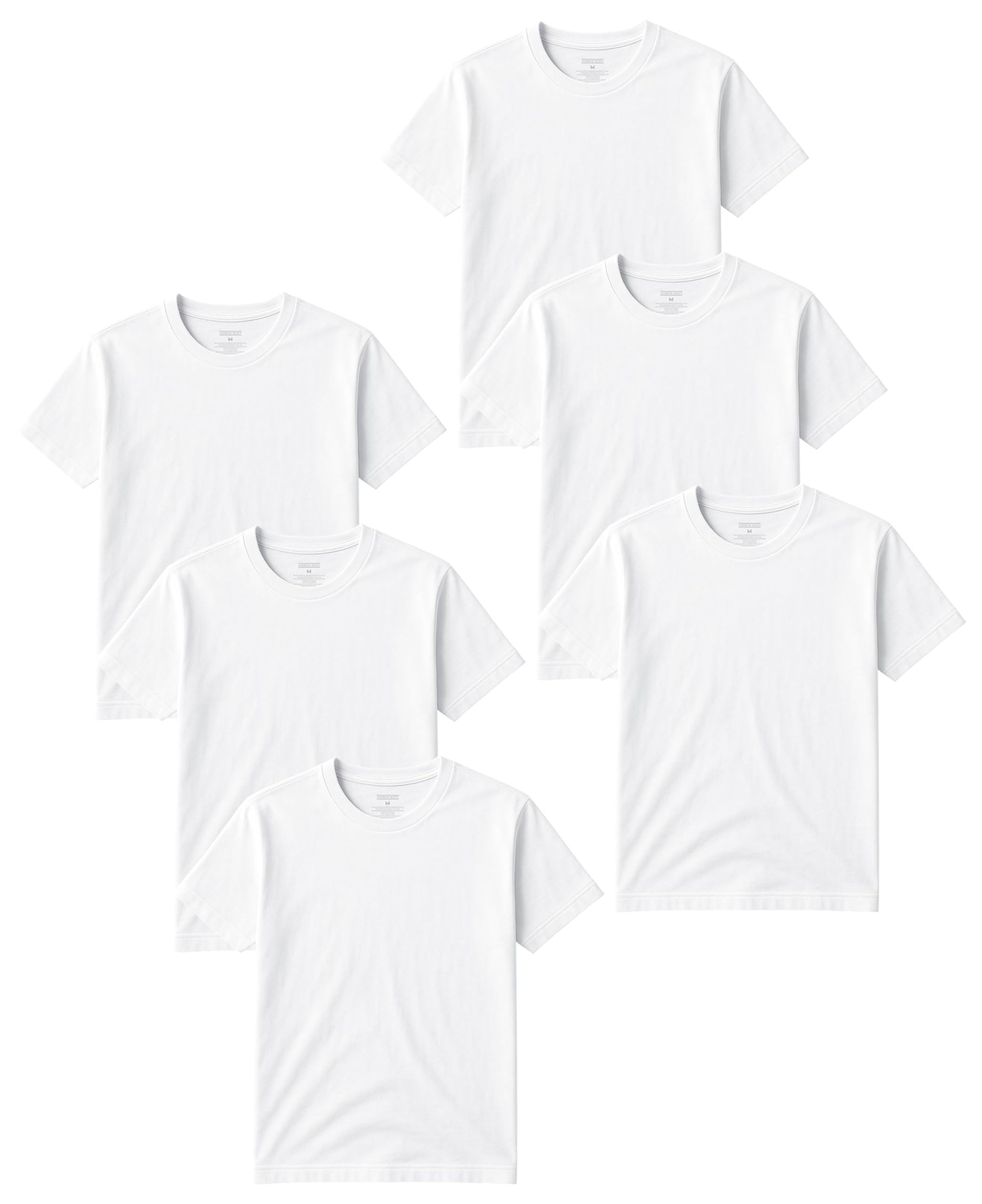 6 Pack Mens Short Sleeve 100% Cotton Crew Neck T Shirt 6X Big Super Bright White