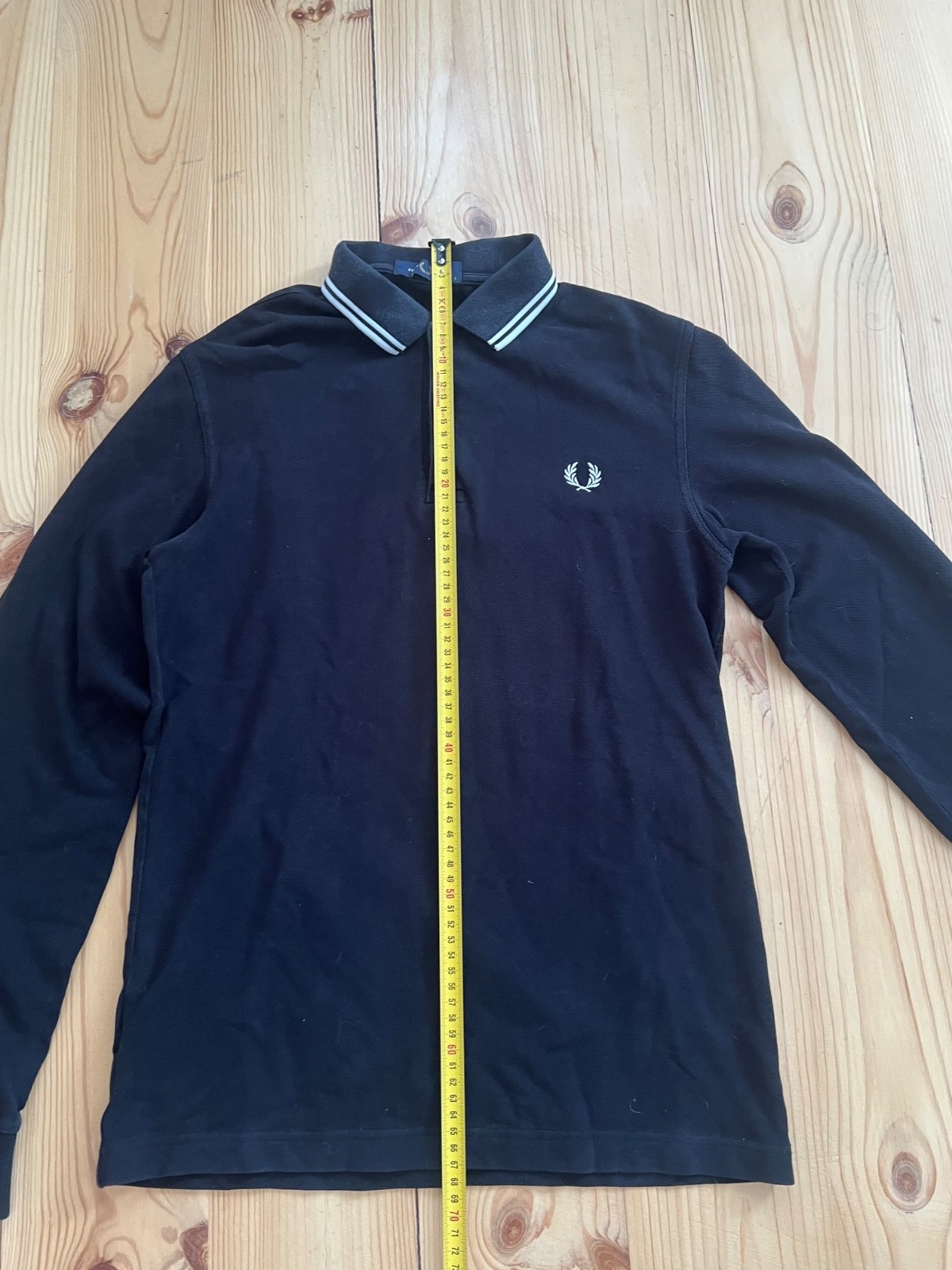 Fred Perry Henley Long Sleeve T-Shirt Buttons Men’s Size S Black 100% Cotton