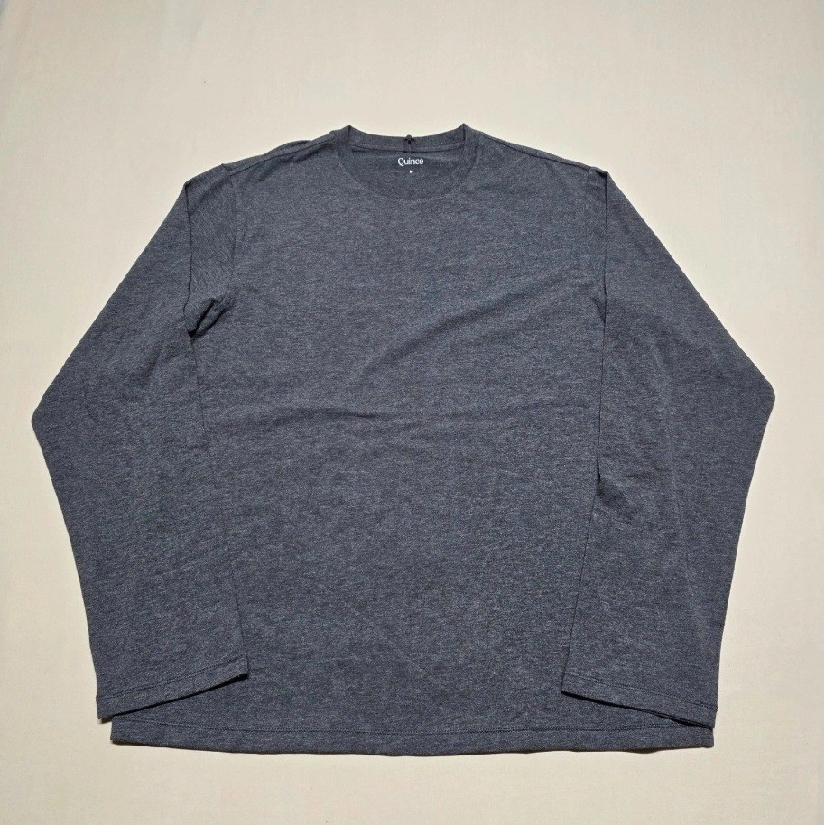 Quince Mens Long Sleeve Crew Neck T-Shirt Heather Gray Size Medium Pullover