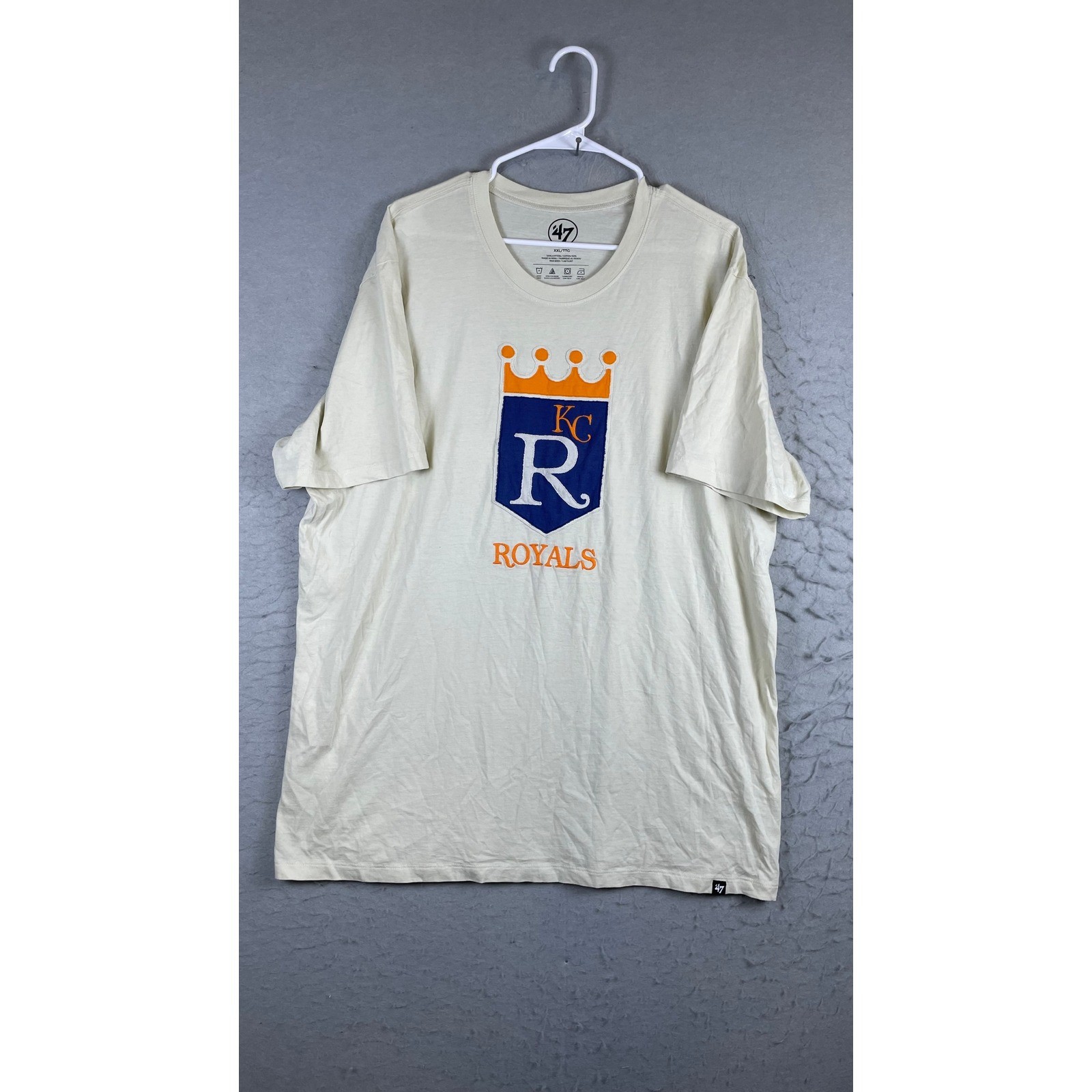 ’47 Brand T-Shirt Mens XXL Cream Excellent KC Royals MLB Shield Logo Tee