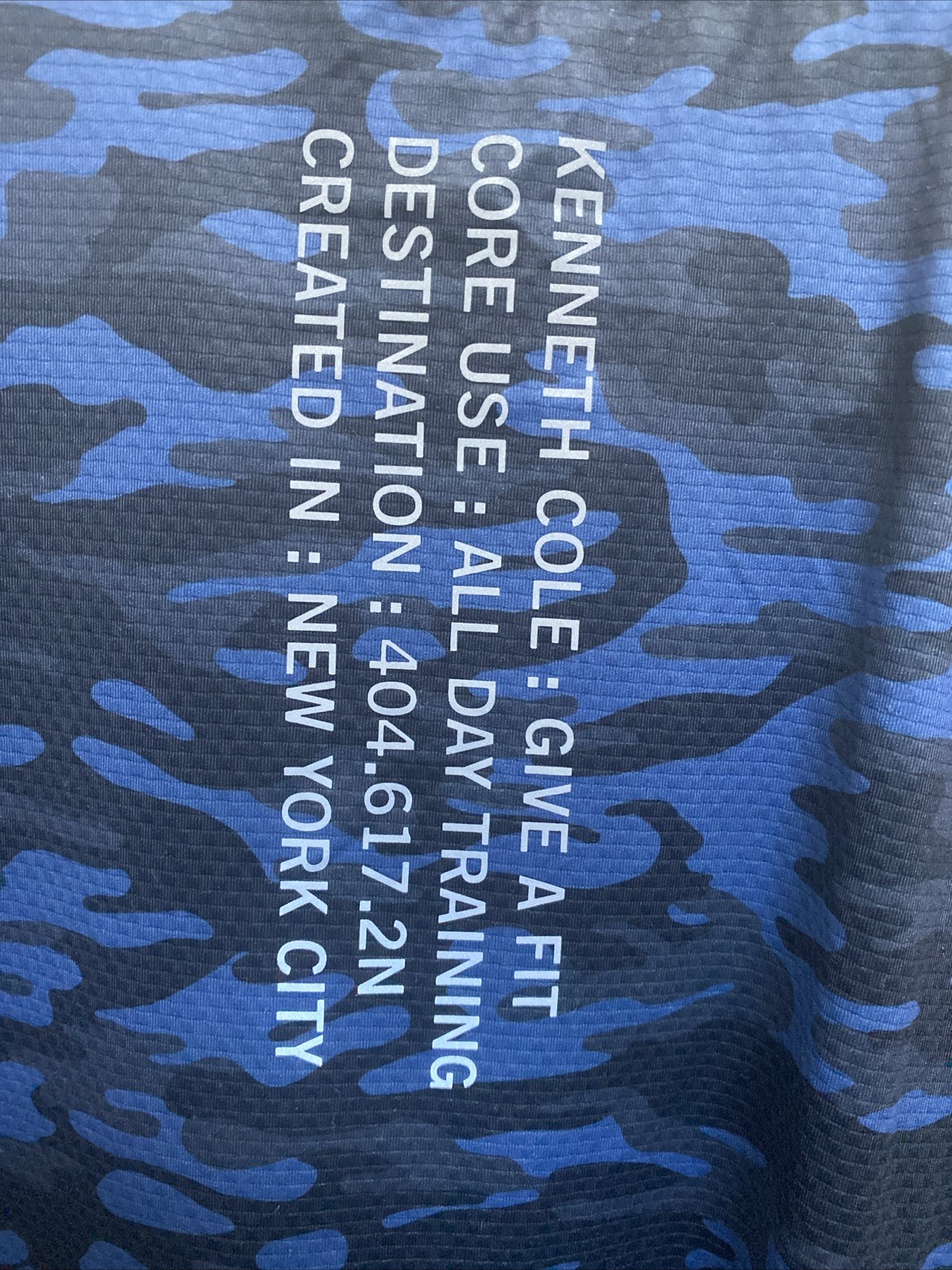 Kenneth Cole Active T Shirt Large Blue Camo Crew Neck Tech SS Tee NWT $49