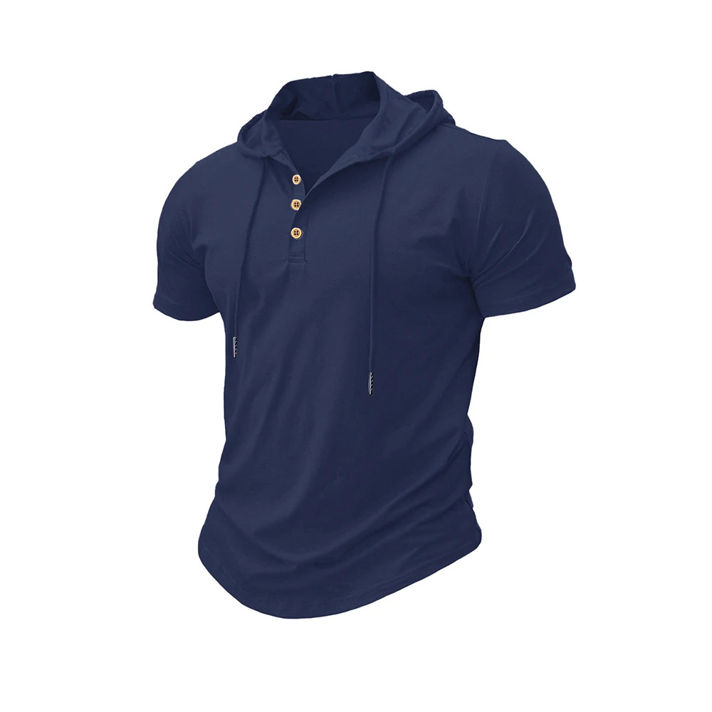Men’s T Shirt Summer Slim Fitness Hooded Short-Sleeved Tees Male Lightweight