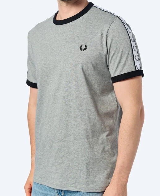 FRED PERRY TAPED RINGER T-SHIRT STEEL MARL M4620 420 COTTON NEW WITH TAGS