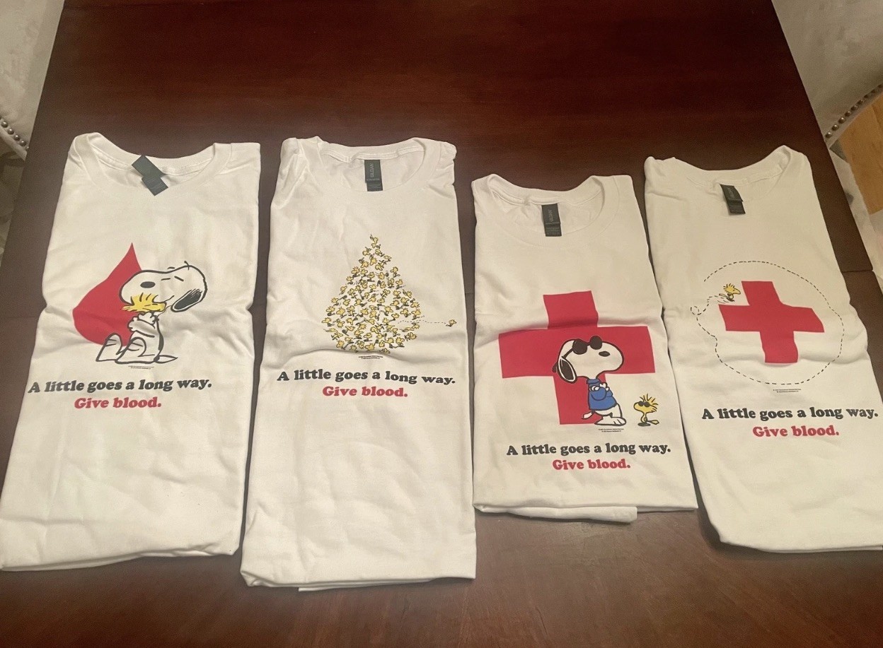 Peanuts American Red Cross Snoopy T-Shirts GOLDEN TICKET PRIZE COMPLETE SET OF 4