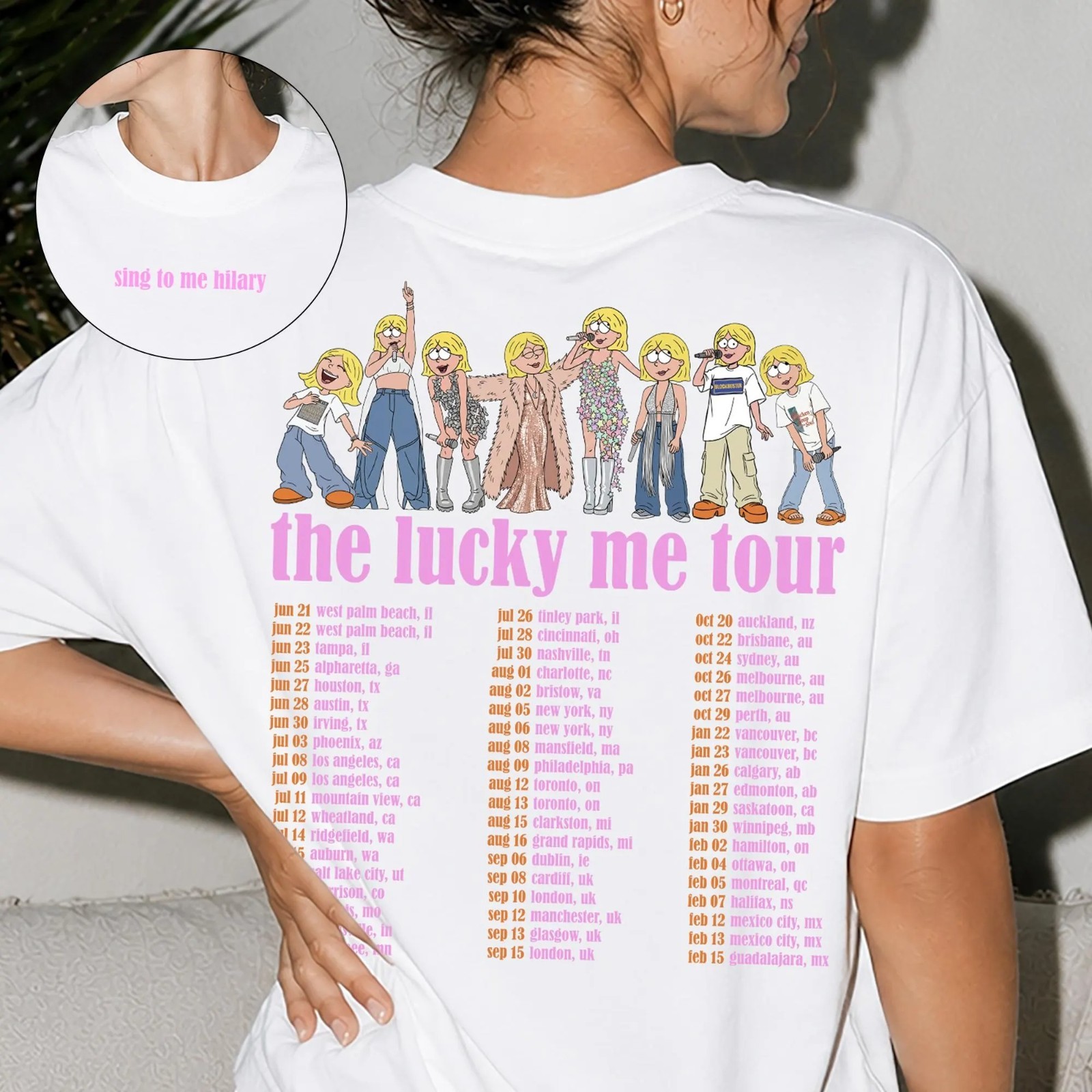 Hilary Duff Lucky Me Tour 2026 Cartoon Lizzie Mcguire Sing to Me Lizzie T-Shirt