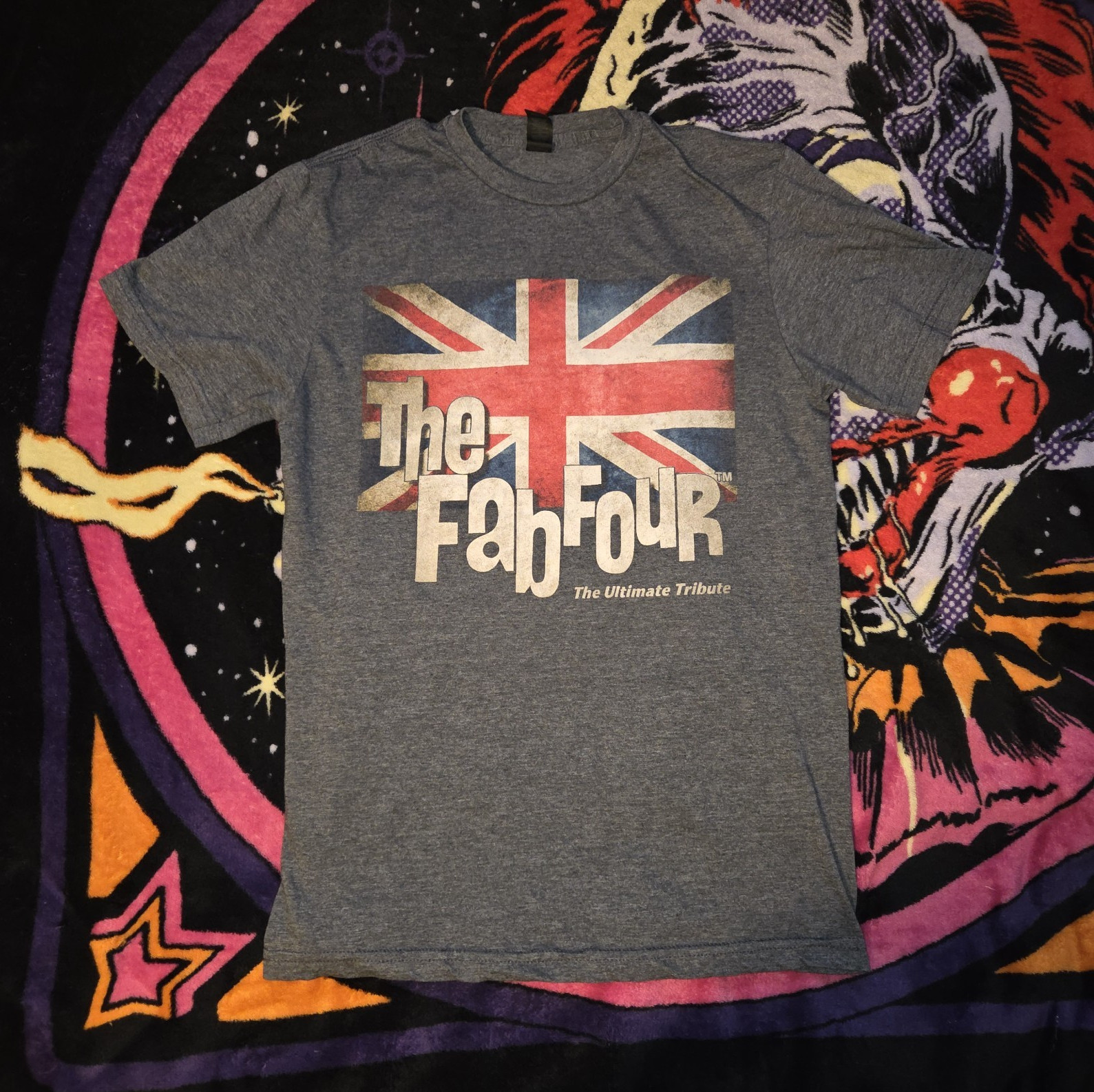 Officially Licensed The Fab Four Beatles Tribute Band Grey Graphic Shirt Size S