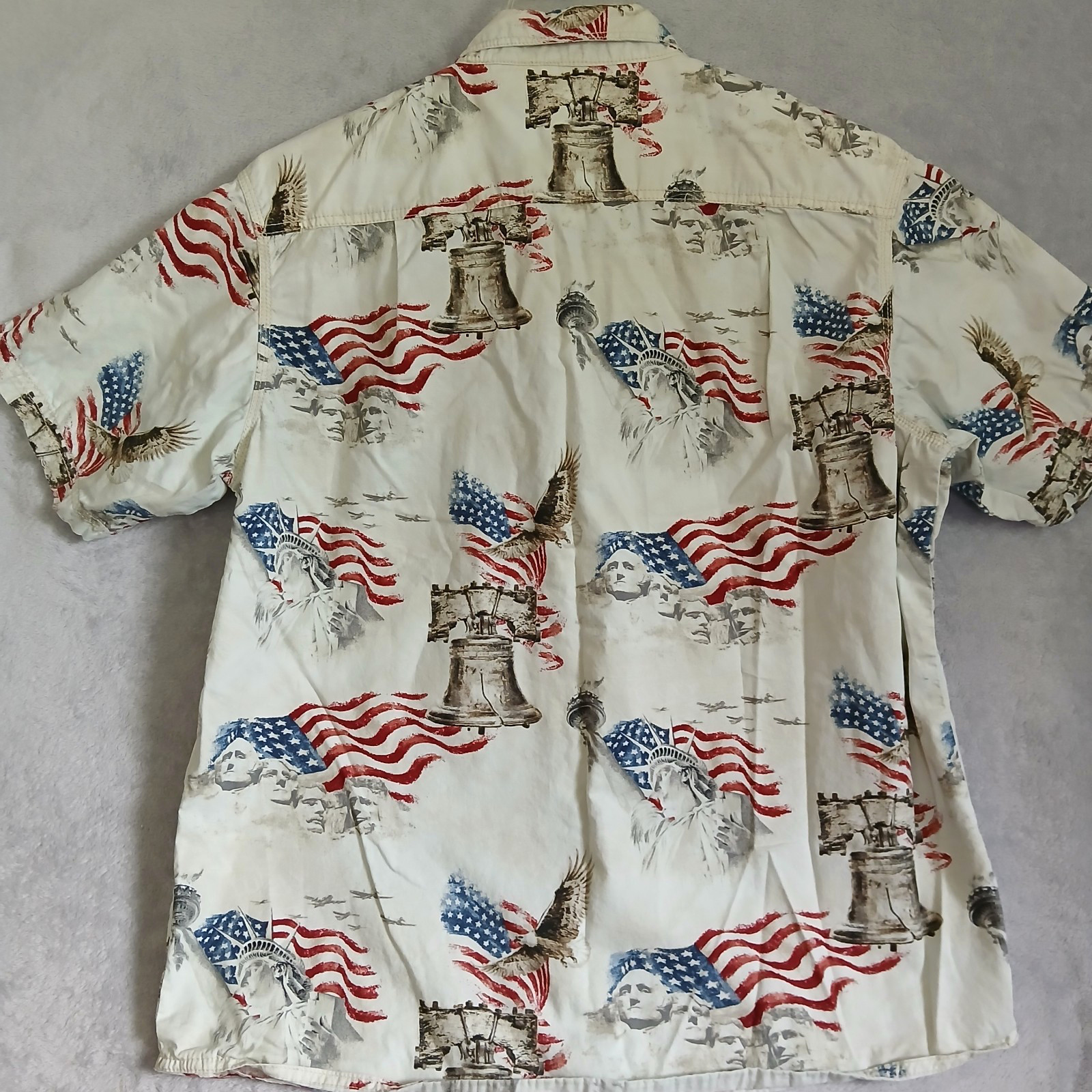 Red Head Men’s Large Patriotic Button Up Shirt American Eagle Liberty Cotton