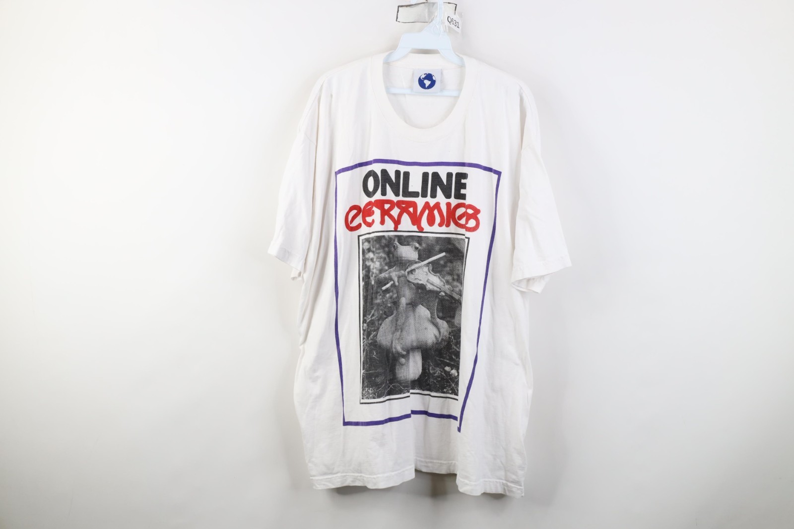 Online Ceramics Mens 2XL XXL Distressed Toad Violin Mushroom T-Shirt White USA