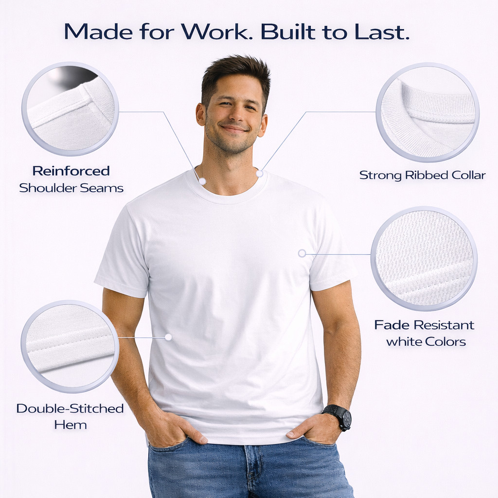 BILLIONHATS 6 Pack Men’s Bulk Big Tall Short Sleeve Cotton Lightweight T-Shirt