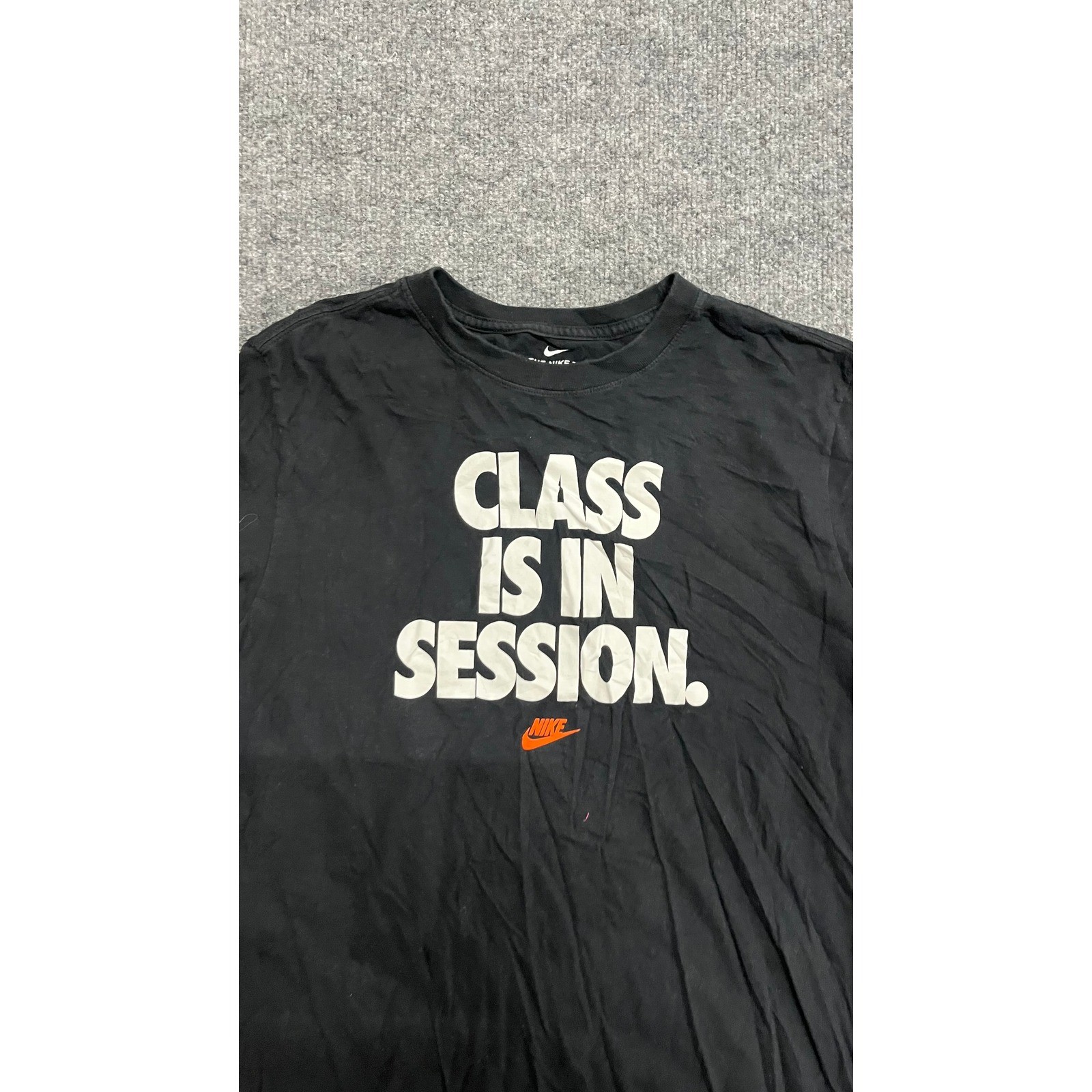 Nike T-Shirt Mens Size M Black Class Is In Session Graphic Crewneck Cotton Tee