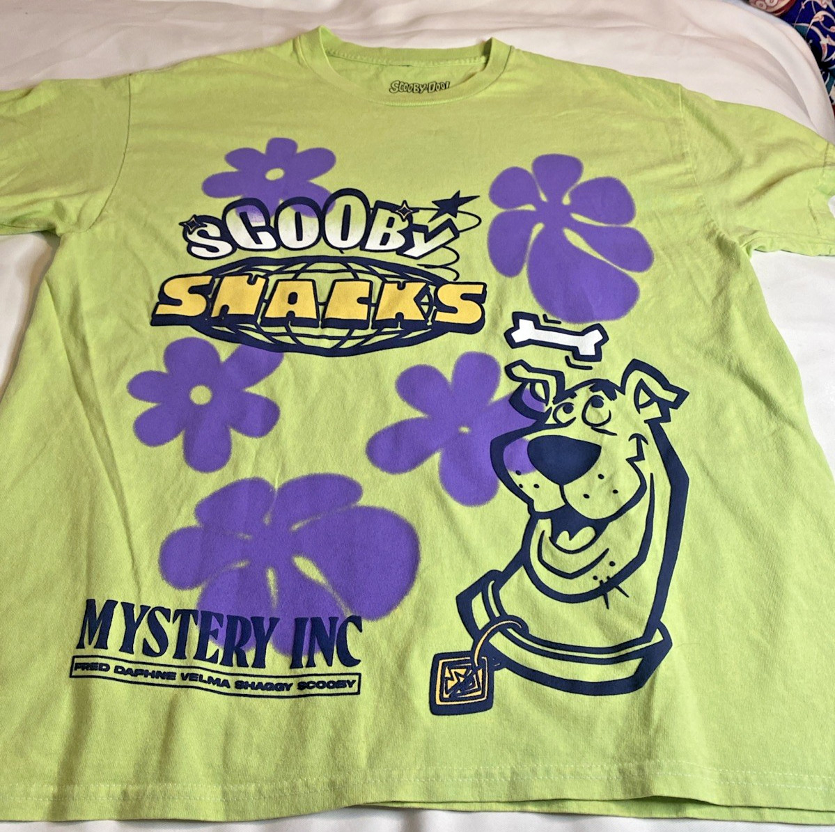Womens-LARGE-Scooby Doo Scooby Snacks Mystery Inc. T Shirt-Retro-Y2k-Cartoon