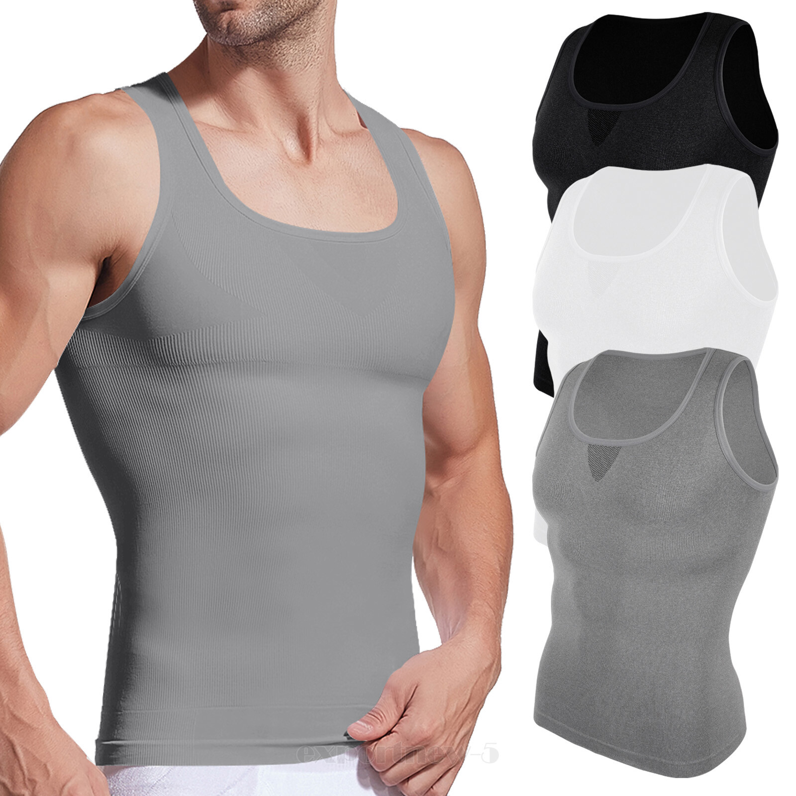 Male Gynecomastia Compress Tank Top Mens Slimming Body Shaper Vest Abs Shirt US