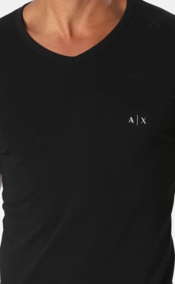 Designer Armani Exchange A/X Cotton V-neck T-shirts 2 Pack Black Grey Medium $45