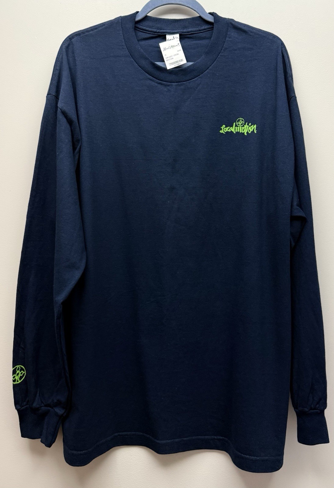 NEW Local Motion Men’s Navy Blue Long Sleeve Beach Palm Tree Graphic T-Shirt XL