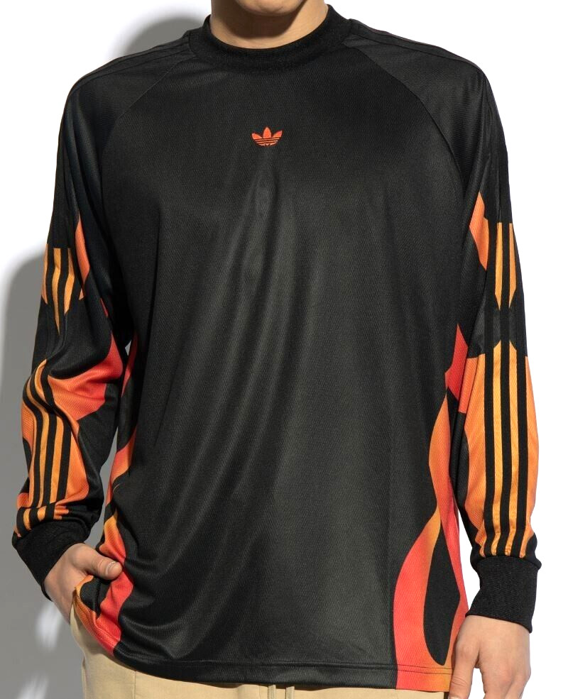 NEW MENS ADIDAS ORIGINALS TREFOIL FLAMES 3 STRIPES SHIRT ~SIZE LARGE #IS0256