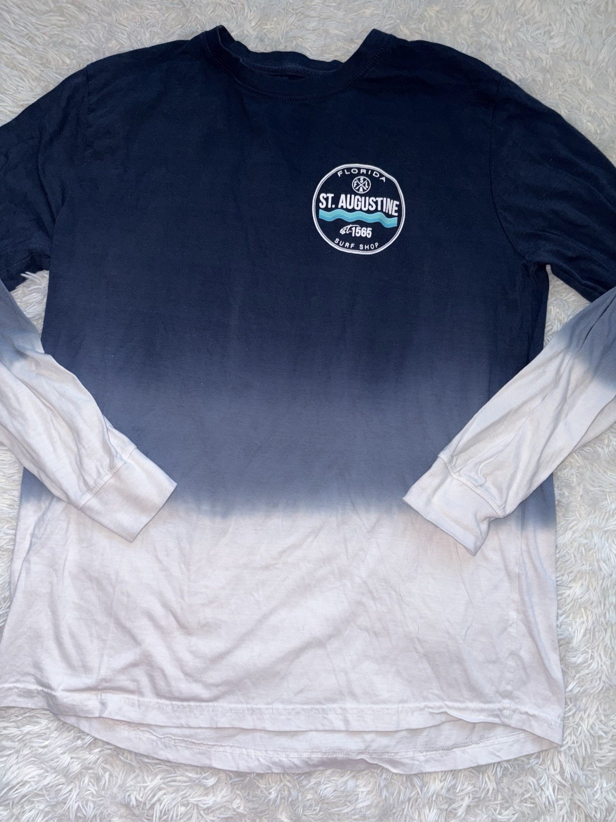 Southern Spirit Adult L “St. Augustine Surf Shop” Blue Tie Dye Tee. Soft, Comf