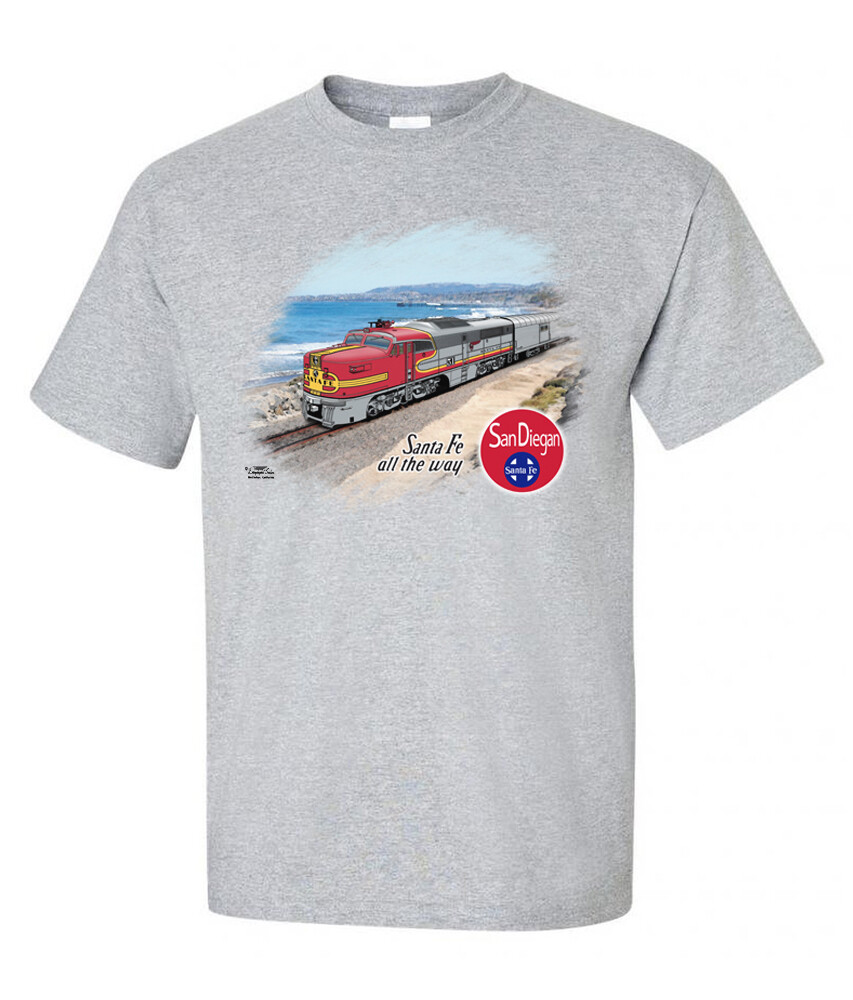 AT&SF (Santa Fe) San Diegan train locomotive Authentic Railroad T-Shirt [120]