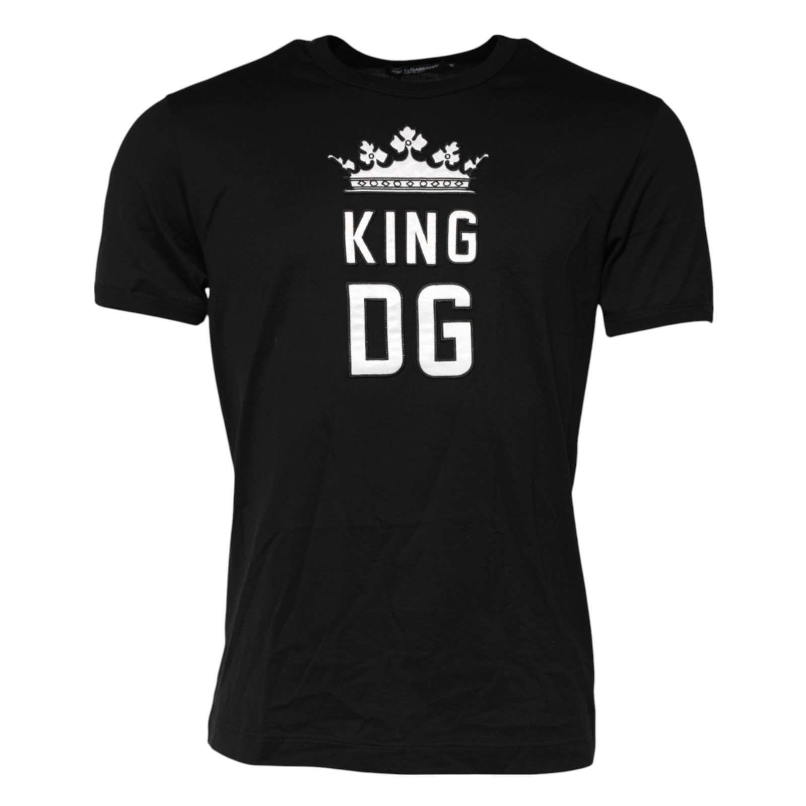 DOLCE & GABBANA T-shirt Black DG King Crown Cotton Crew Neck IT48/US38/M 670usd
