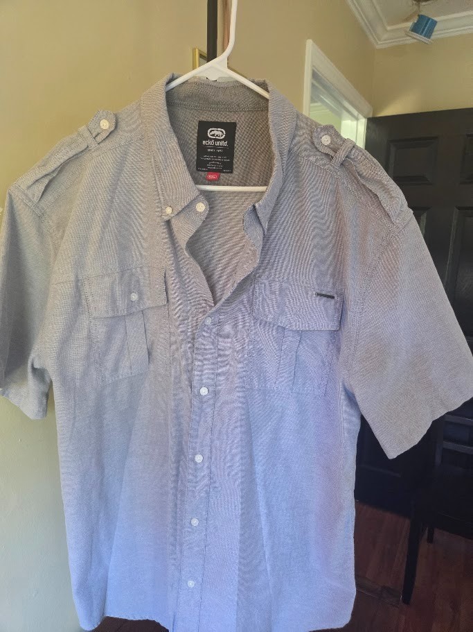 Ecko Unltd. Vintage Blue Men’s Shoulder Strap Military Short Sleeve 2XL