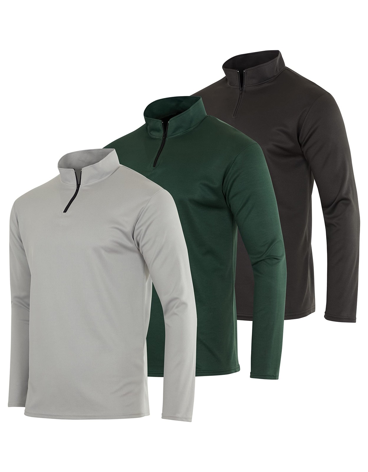 3 Pack:Men’s Quarter 1/4 Zip Pullover Long Sleeve Athletic Mesh Quick Dry Dri…