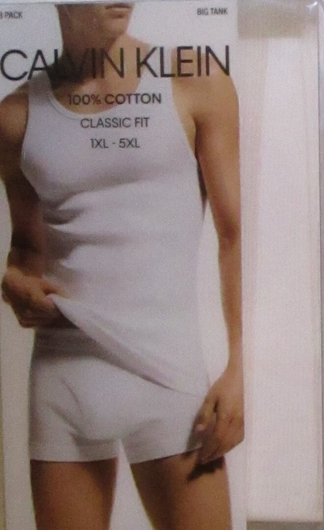 3 CALVIN KLEIN BIG&TALL 2XL 3XL 4XL 5XL COTTON WHITE BLACK RIBBED TANK T-SHIRTS