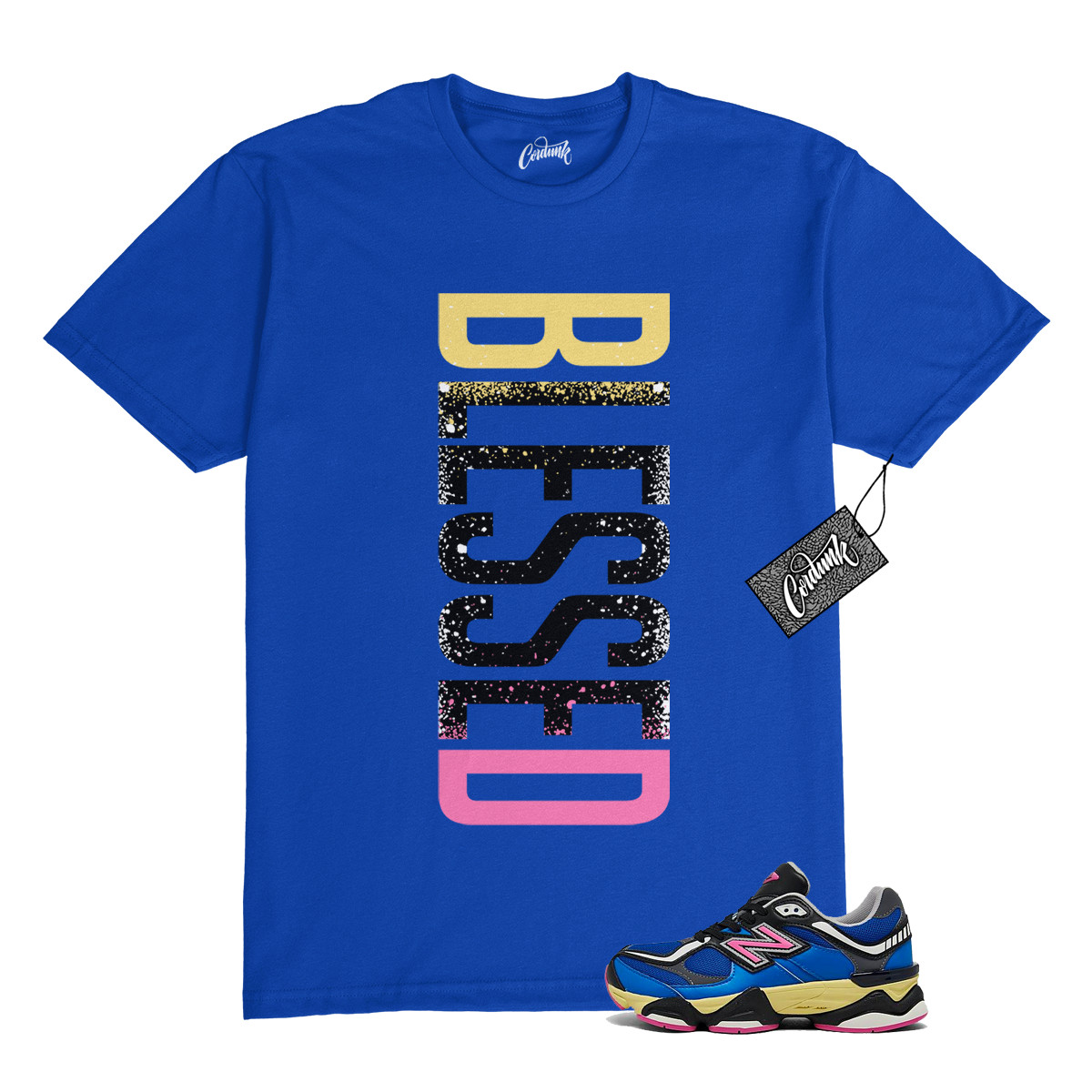 9060 Blue Oasis Real Pink Black T Shirt to Match VERTBLS