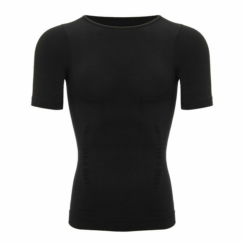 Men Toning T-Shirt Slimming Body Shaper Tee Belly Control Compression Undershirt