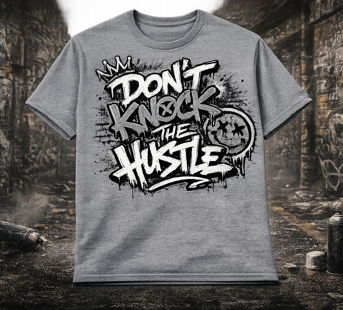 Hustle Dont Knock Smiley Graphic Tee Shirt Big & Tall Pro Club Shaka Streetwear