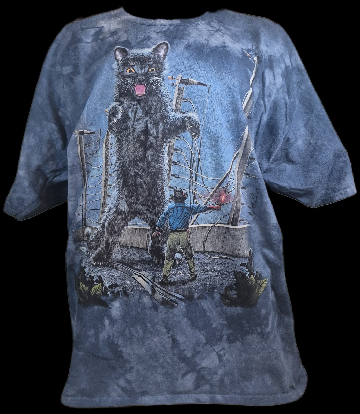 New The Mountain Dead Stock Blue Tye Dye Cat Jurassic Park Trex T-shirt 3XL