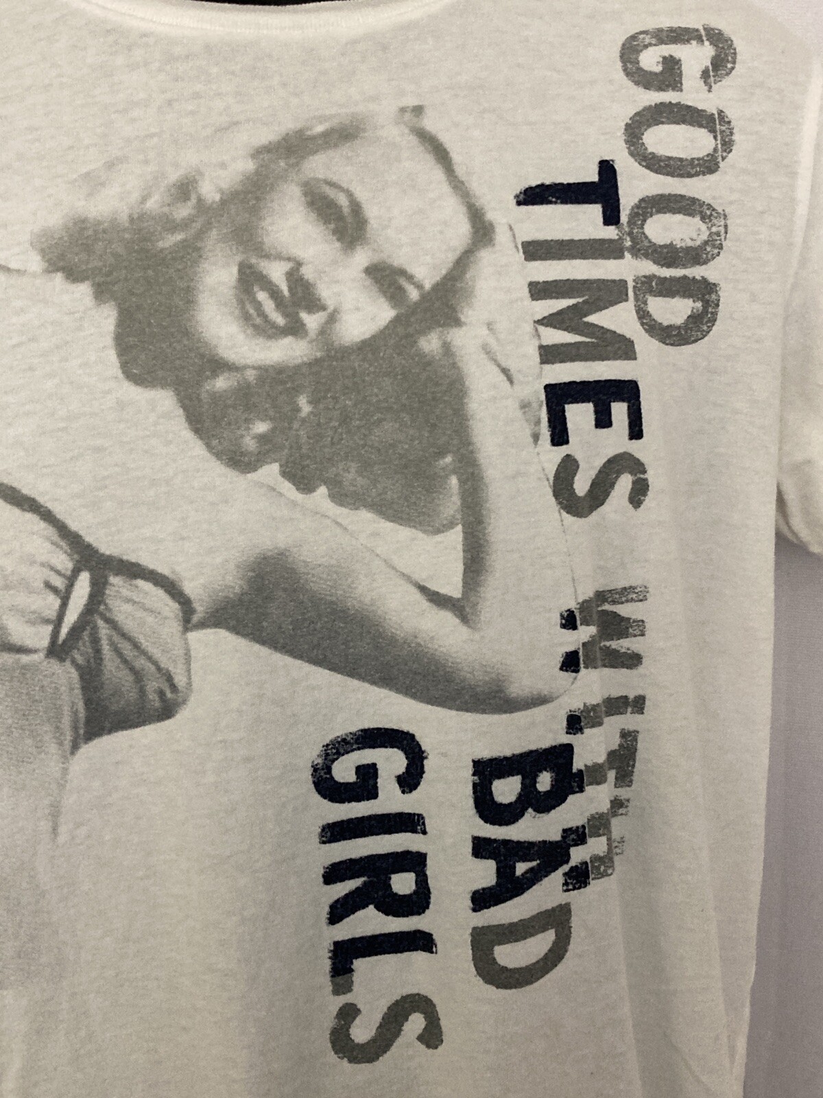 Good Times With Bad Girls American Eagle Mens Graphic Tshirt Medium White