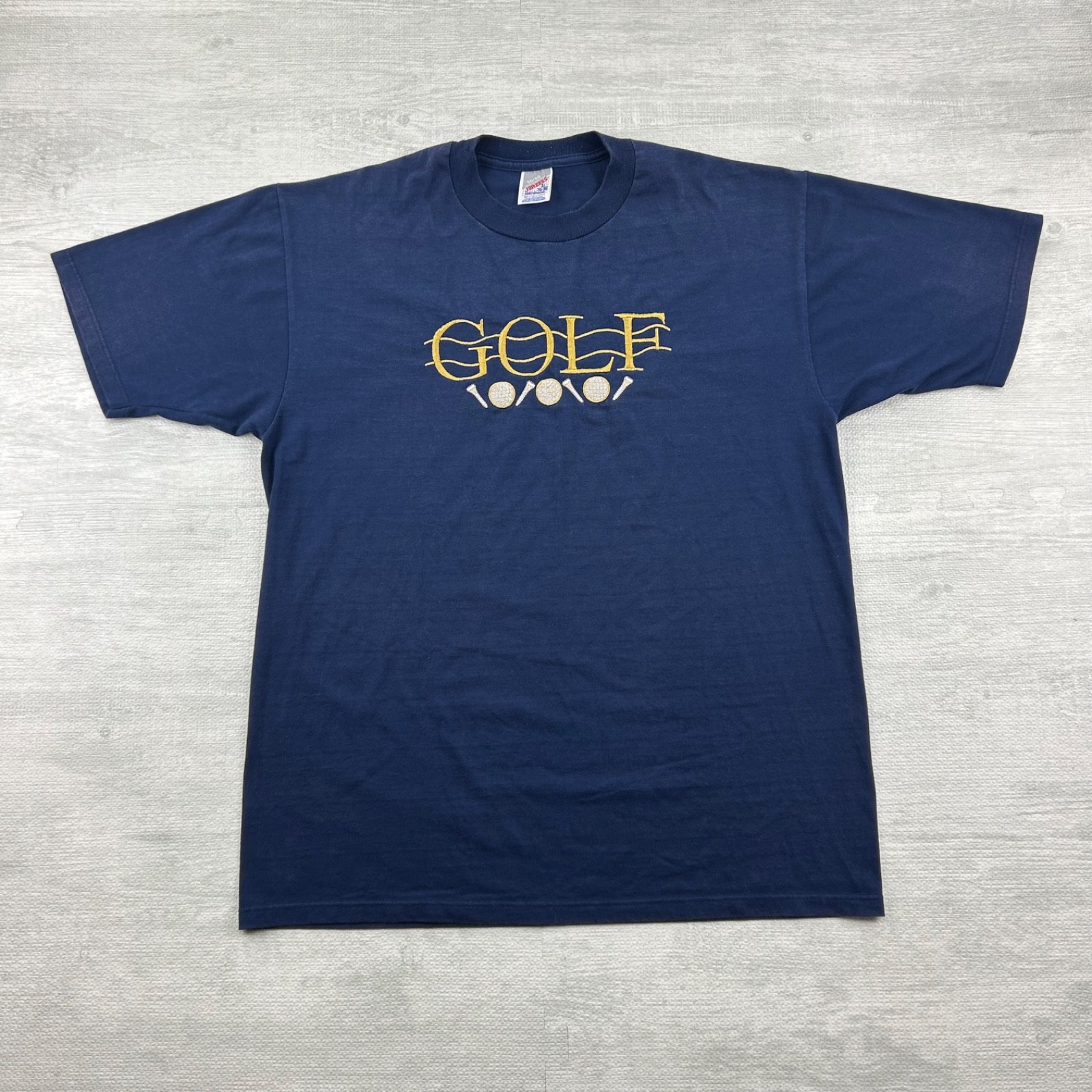 Vintage 90s Golf Shirt Size XL Navy Blue Embroidered Logo Sports