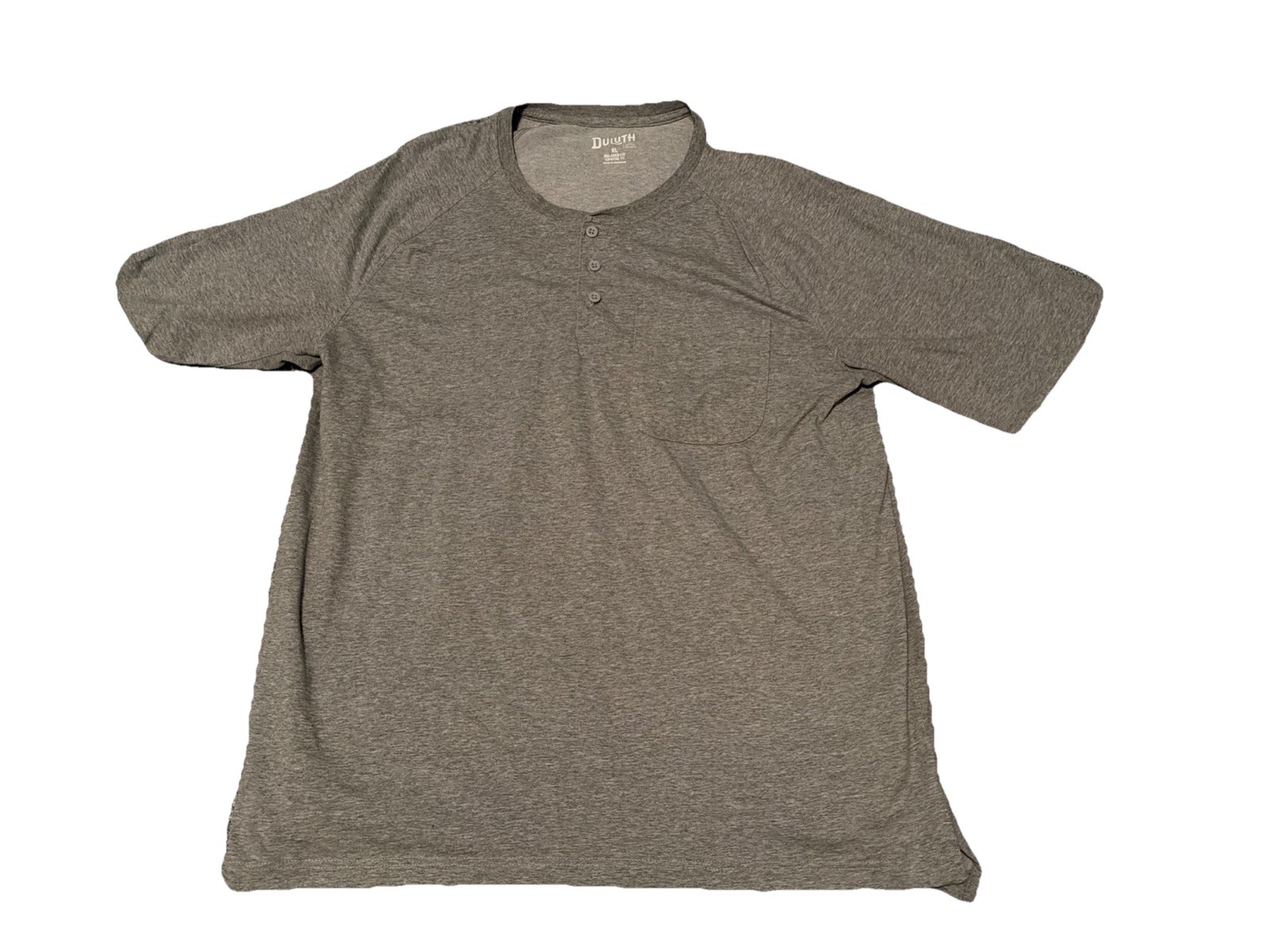 Duluth Shirt Mens XL Gray Regular Fit Henley Neck Pocket Longtail Tee Button