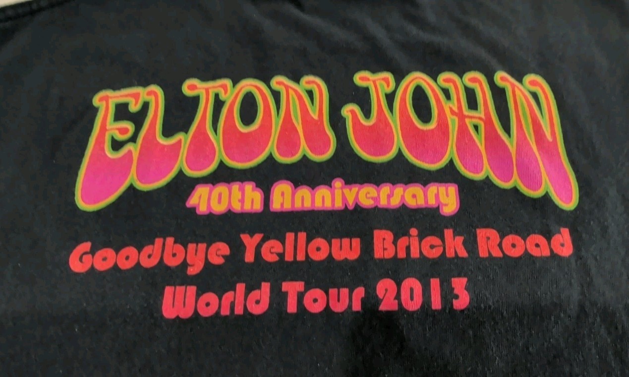 Elton John “Goodbye Yellow Brick Road” World Tour 2013 Black Tshirt Adult Medium