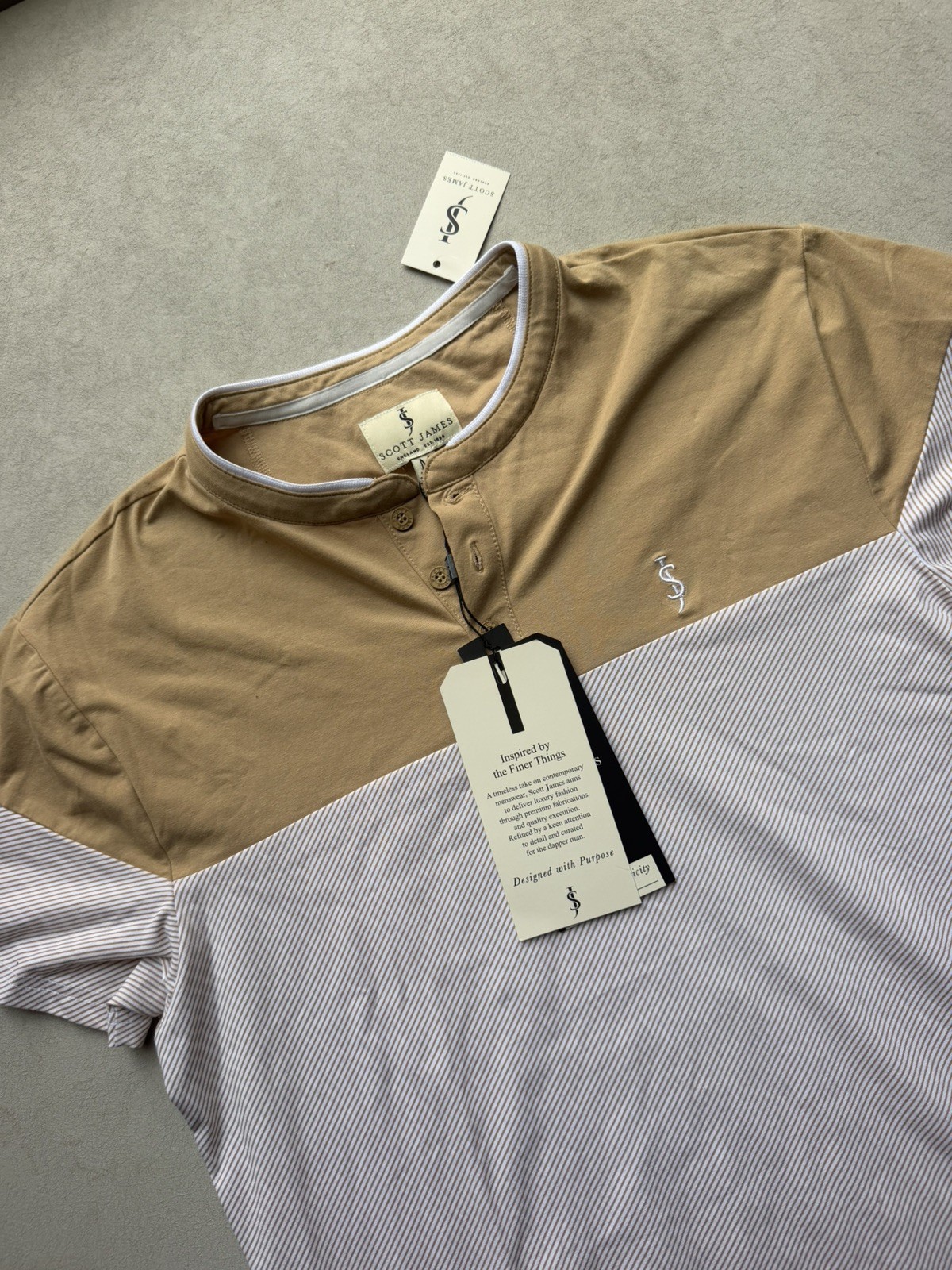 Scott James Tan Beige Men T-Shirt New