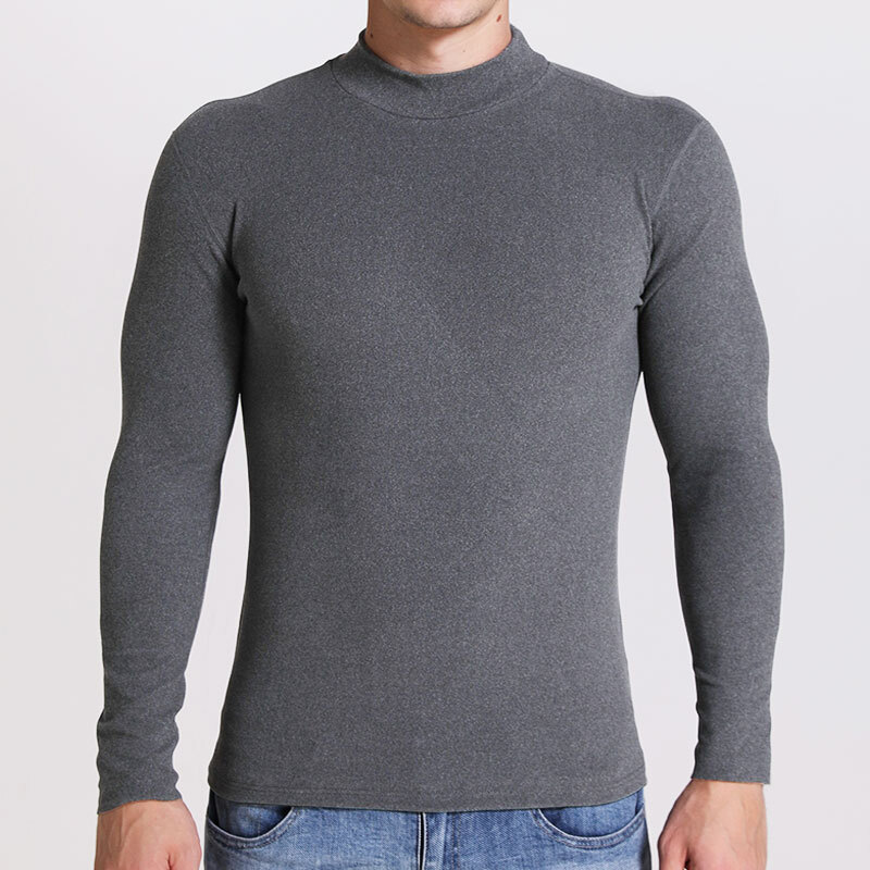 Mens Mock Turtleneck T-Shirt Long Sleeve Warm Pullover Basic Shirt Undershirt