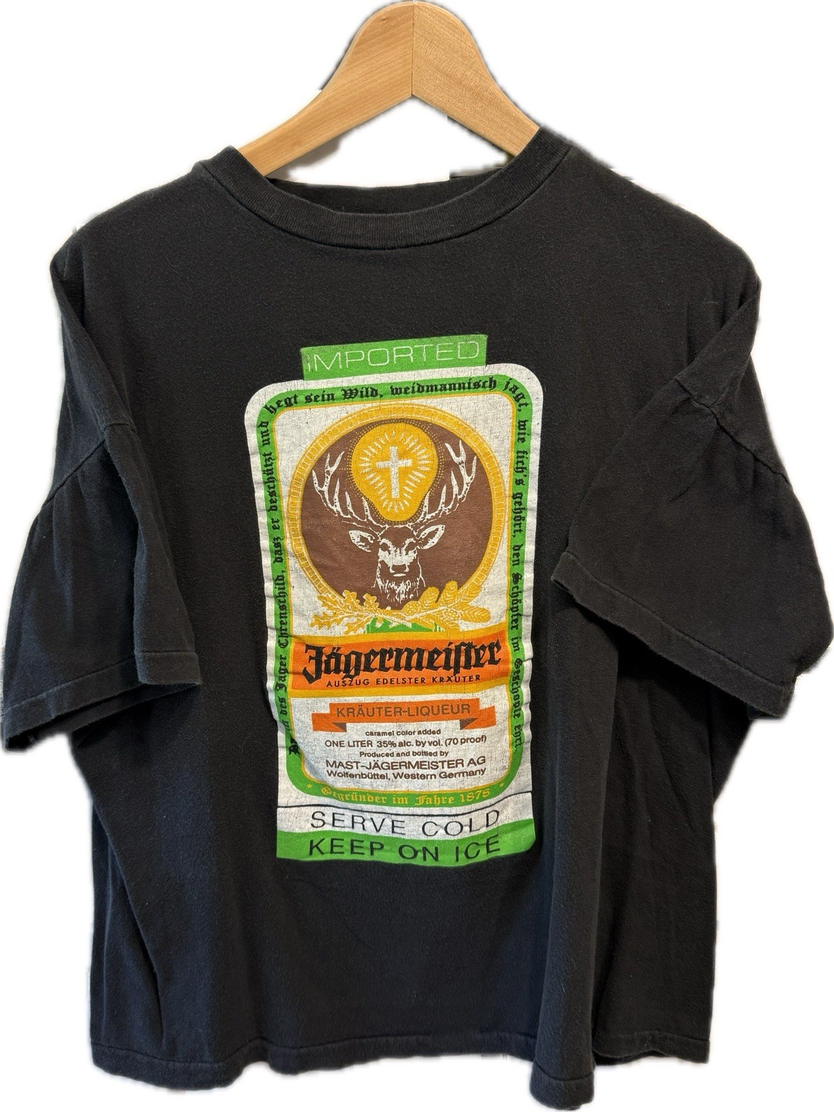 Vintage 90’s Jägermeister T-Shirt Black Size XL single stitch Promo Tee