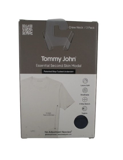 3 PACK TOMMY JOHN WHITE BLACK SECOND SKIN MODAL CREW NECK STAY TUCKED UNDERSHIRT