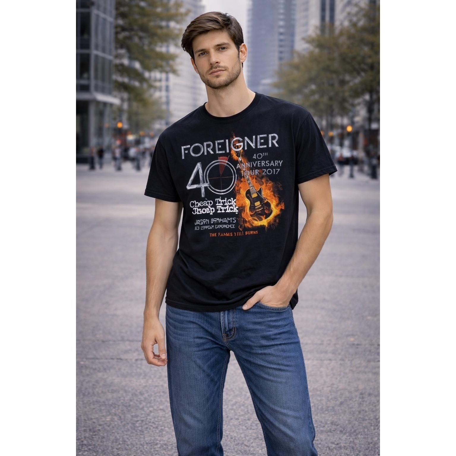 Foreigner 40th Anniversary Tour 2017 T-Shirt Mens Medium