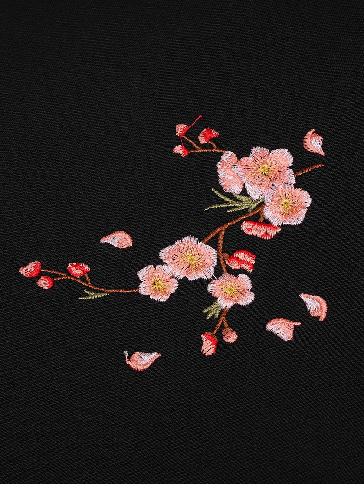 Niepce Men’s Sakura Flowers Embroidery Tee Japanese Streetwear T-Shirt