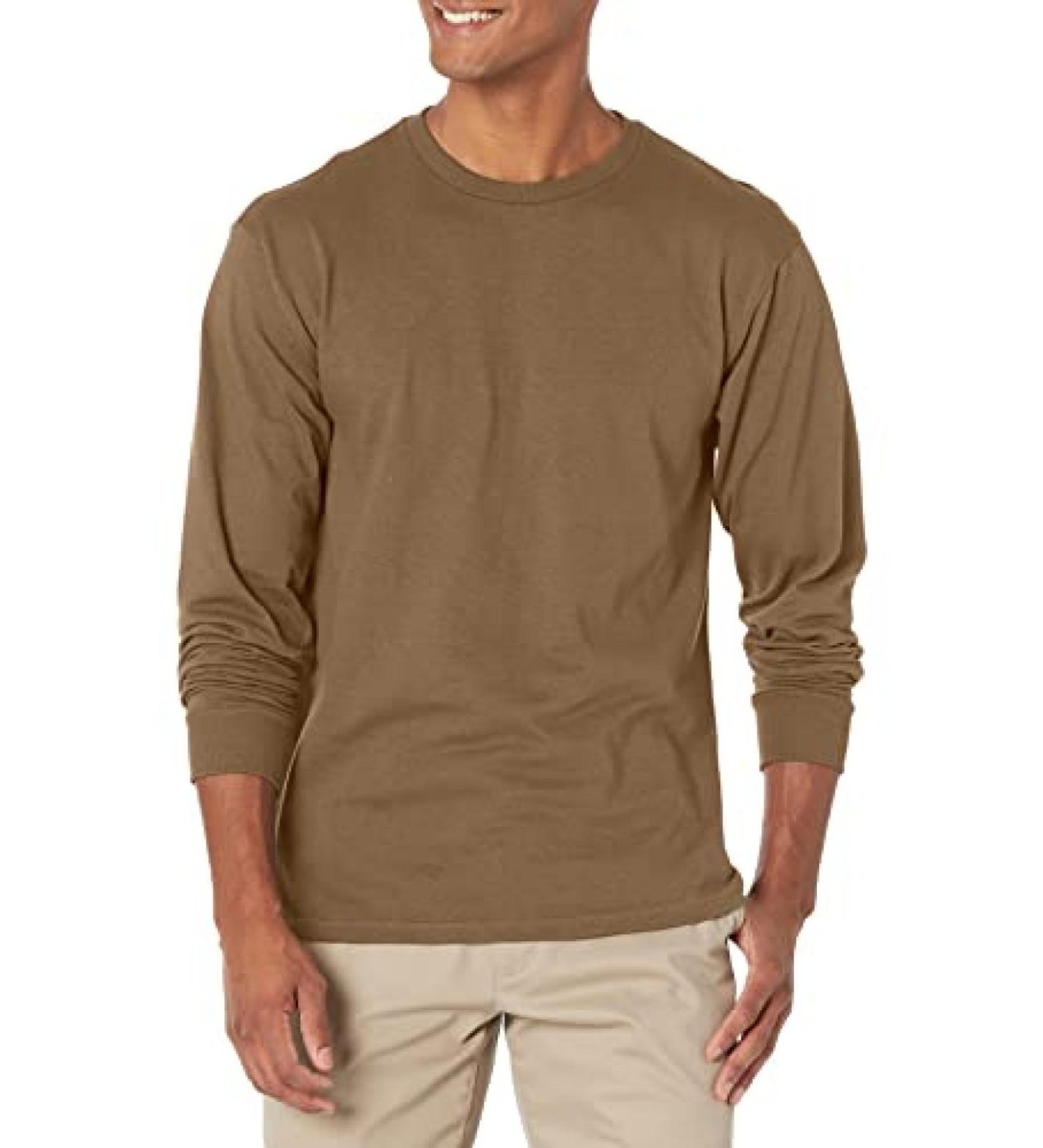 Soffe Long Sleeve Cotton Tee in Coyote Brown Size XL