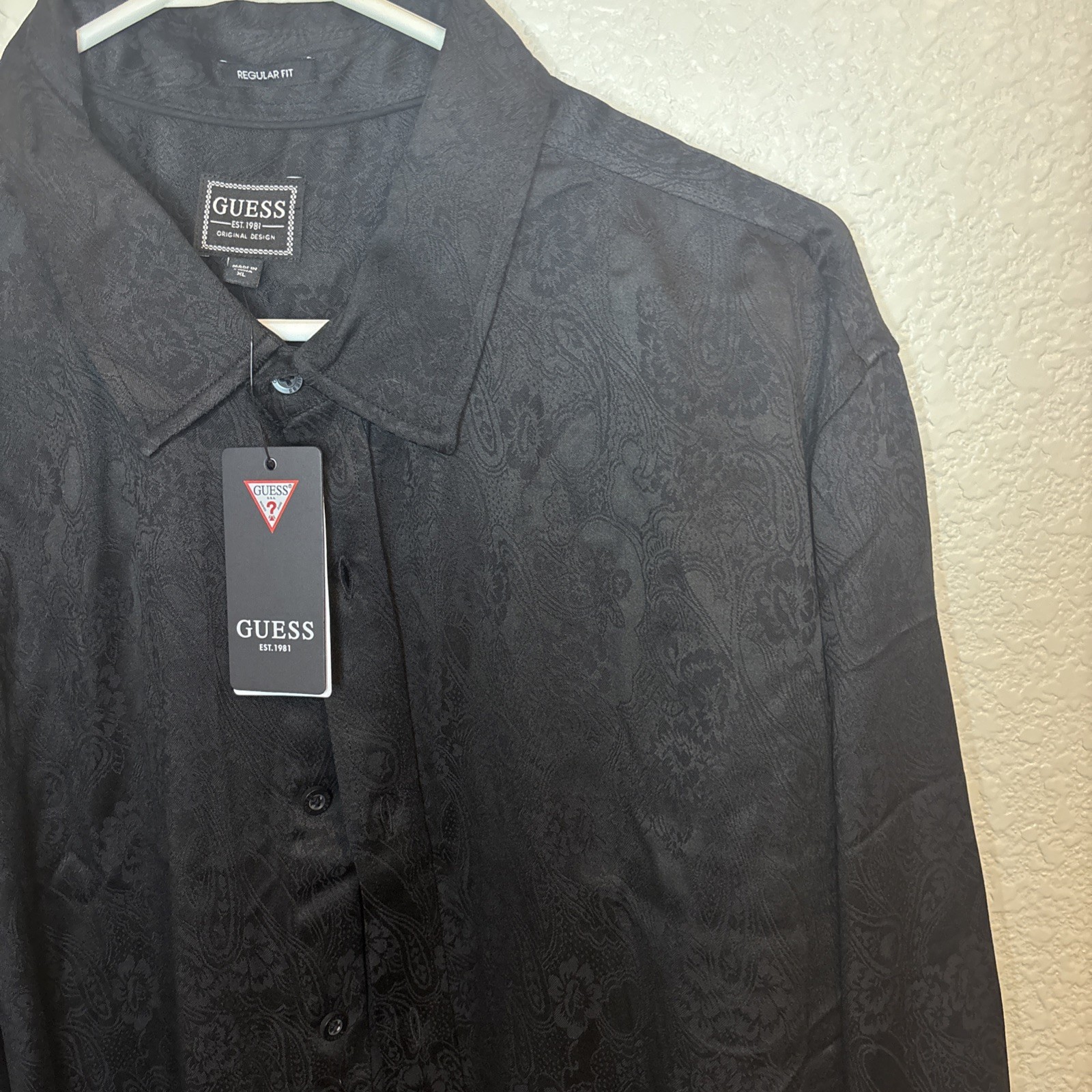 Guess Men’s regular fit Shirt Long Sleeves Paisley Print Allover Size XL